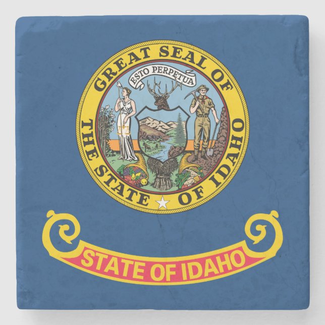 Posavasos De Piedra Bandera Estatal Idaho (Anverso)