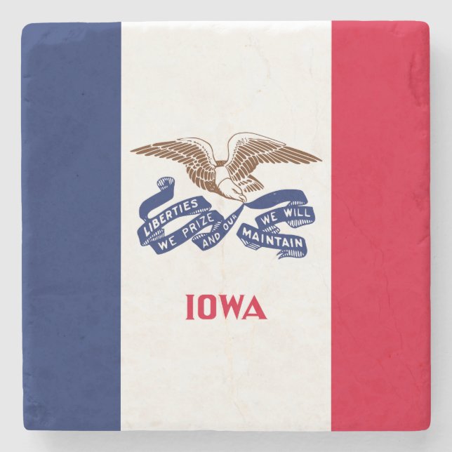 Posavasos De Piedra Bandera Estatal Iowa (Anverso)