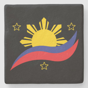 Posavasos De Piedra Bandera filipina de Pinoy de Filipinas