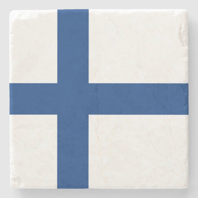 Posavasos De Piedra Bandera finlandesa (Finlandia) (Anverso)