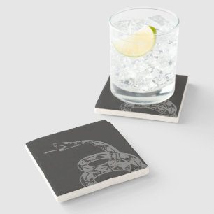 Posavasos De Piedra Bandera Gadsden No Pises En Mí Gris