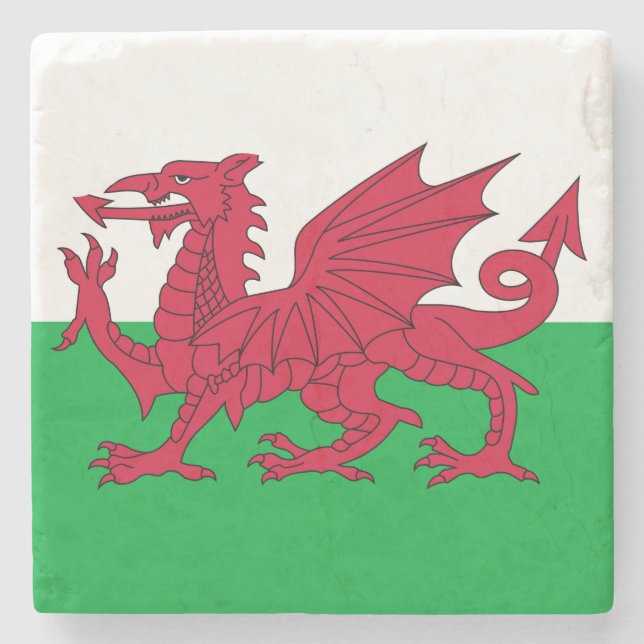 Posavasos De Piedra Bandera galesa (Gales) (Dragón galés) (Anverso)
