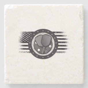 Posavasos De Piedra Bandera gruesa de Guay Pickleball Sport USA Pickle