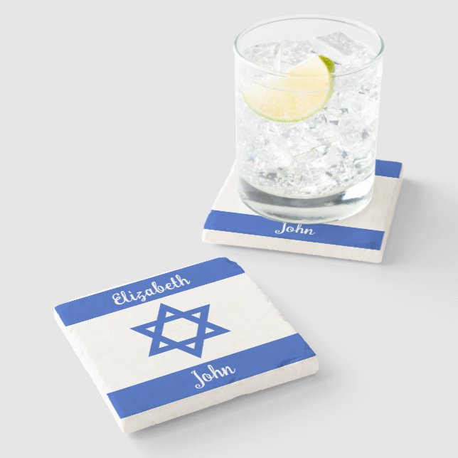 Posavasos De Piedra Bandera israelí personalizada (Lateral)
