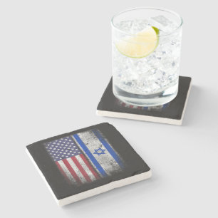 Posavasos De Piedra Bandera israeloamericana Israel EE. UU. Raíces Amé