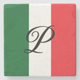 Posavasos De Piedra Bandera italiana con monograma