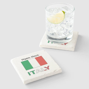 Posavasos De Piedra Bandera italiana con su nombre