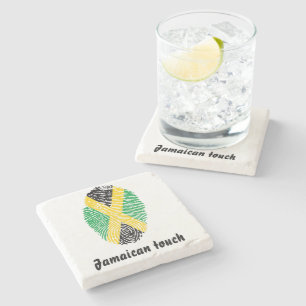 Posavasos De Piedra Bandera jamaicana de la huella dactilar del tacto