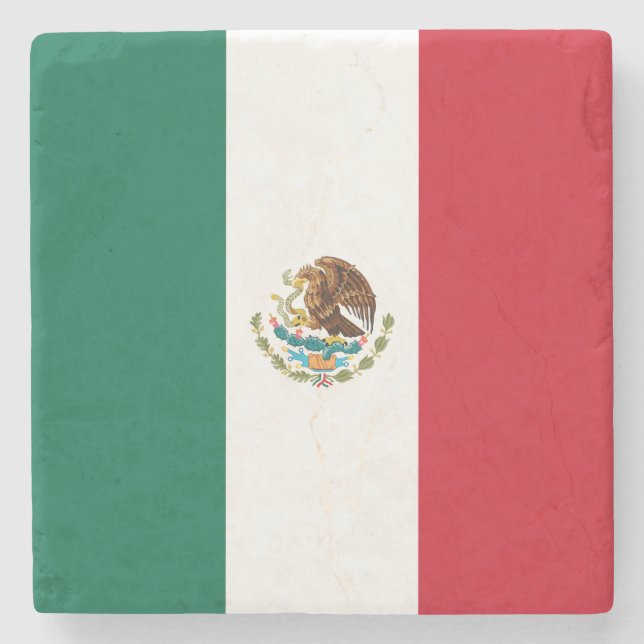 Posavasos De Piedra Bandera Mexicana (Anverso)