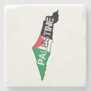 Posavasos De Piedra Bandera Palestina Libre en el mapa de Palestina