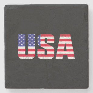 Posavasos De Piedra Bandera Patriótica Estadounidense Para Hombres Niñ
