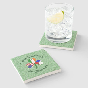 Posavasos De Piedra Bandera personalizada de trébol de Irlanda de la R