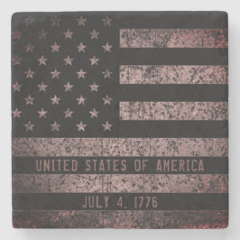 Posavasos De Piedra Bandera rosa y negra estadounidense