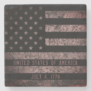 Posavasos De Piedra Bandera rosa y negra estadounidense