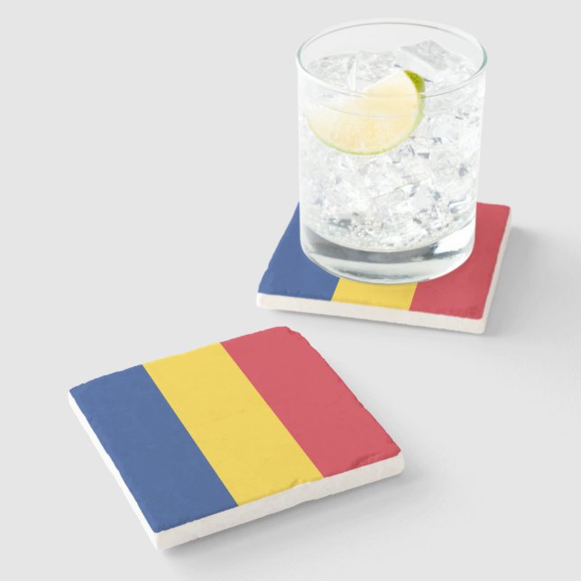 Posavasos De Piedra Bandera rumana (Rumania) (Lateral)