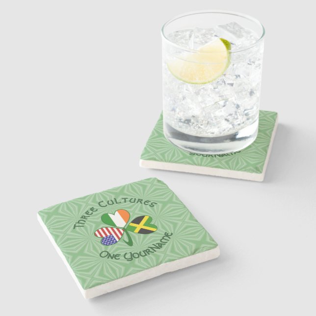 Posavasos De Piedra Bandera Shamrock jamaiquina irlandesa norteamerica (Lateral)
