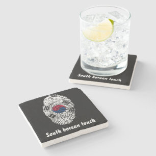 Posavasos De Piedra Bandera surcoreana de la huella dactilar del tacto