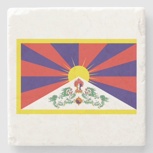 Posavasos De Piedra Bandera tibetana (Tíbet) (Anverso)