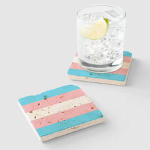 Posavasos De Piedra Bandera transgénero personalizada