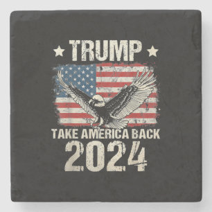 Posavasos De Piedra bandera Trump 2024 recuperar América hombres mujer