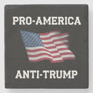 Posavasos De Piedra Bandera vintage de EE. UU. Pro América Anti Trump