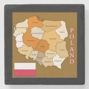 Posavasos De Piedra Bandera y mapa de Polonia