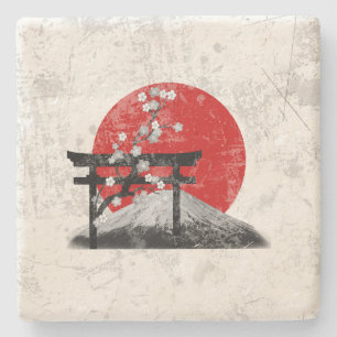 Posavasos De Piedra Bandera y símbolos de Japón ID153