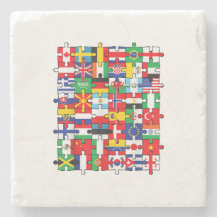Posavasos De Piedra Banderas de los países de la bandera internacional
