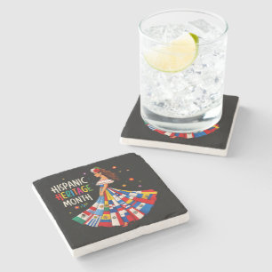 Posavasos De Piedra Banderas de países latinos del Mes de la Herencia