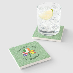 Posavasos De Piedra Banderas trébol España Irlanda EE. UU.