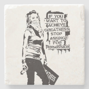 Posavasos De Piedra Banksy Si quieres lograr grandeza negro