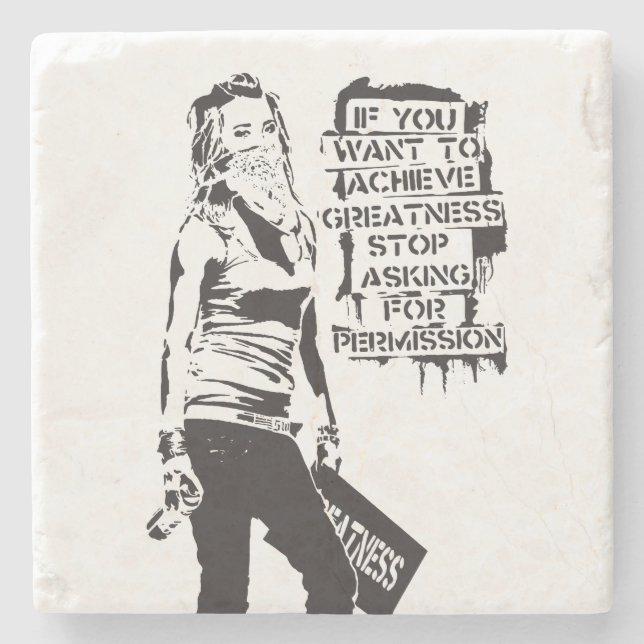 Posavasos De Piedra Banksy Si quieres lograr grandeza negro (Anverso)