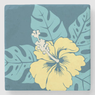 Posavasos De Piedra Banzai Beach Hawaiano Hibiscus Tiki Bar Coasters