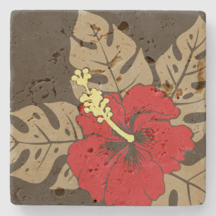 Posavasos De Piedra Banzai Beach Hawaiano Hibiscus Tiki Bar Coasters