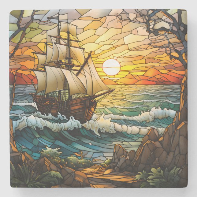 Posavasos De Piedra Barco (Anverso)