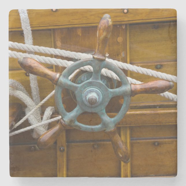 Posavasos De Piedra Barco de madera antiguo (Anverso)