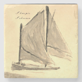 Posavasos De Piedra Barco de vela clásico - Pascua de piedra
