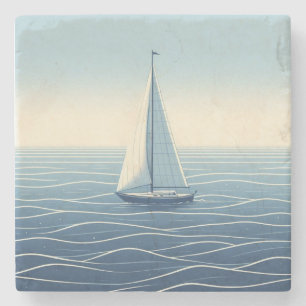 Posavasos De Piedra Barco de vela en alta mar