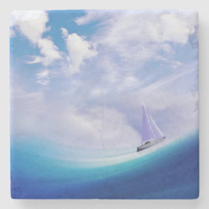 Posavasos De Piedra Barco de vela sobre una ola épica