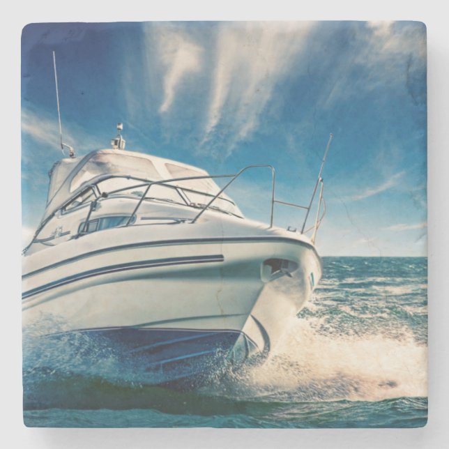 Posavasos De Piedra Barco del poder que entra en el puerto de (Anverso)