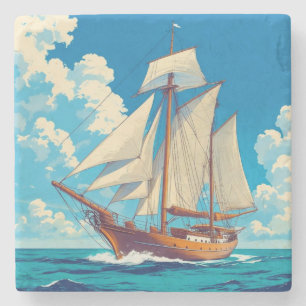 Posavasos De Piedra Barco en alta mar