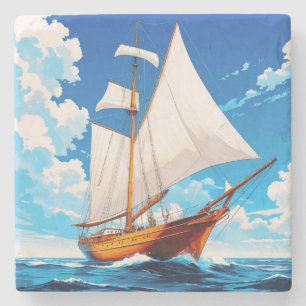 Posavasos De Piedra Barco en alta mar