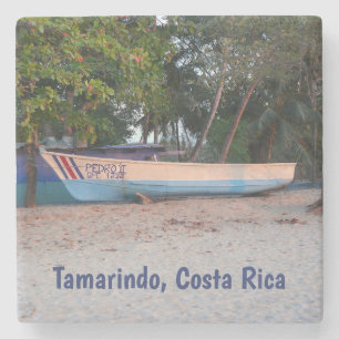Posavasos De Piedra Barco pesquero en la playa de Tamarindo, Costa Ric