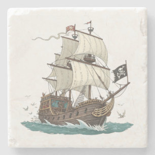 Posavasos De Piedra Barco Pirata