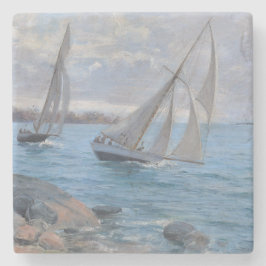 Posavasos De Piedra Barcos de vela en el río