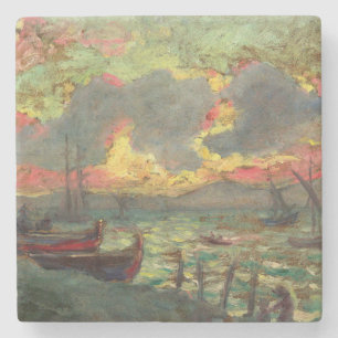 Posavasos De Piedra Barcos de vela en la costa (por Kimon Loghi)