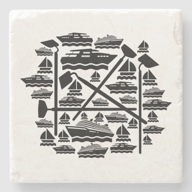 Posavasos De Piedra Barcos y casas (Anverso)