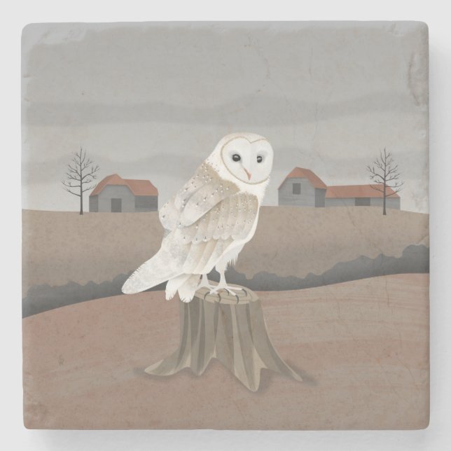 Posavasos De Piedra Barn Owl (Anverso)
