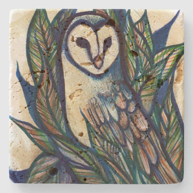 Posavasos De Piedra Barn Owl Art (Anverso)