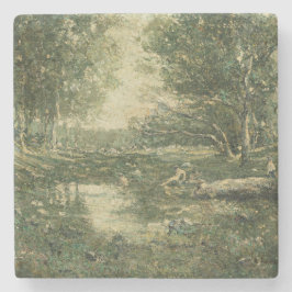 Posavasos De Piedra Bathers in Green Woodland Landscape (Arte de época